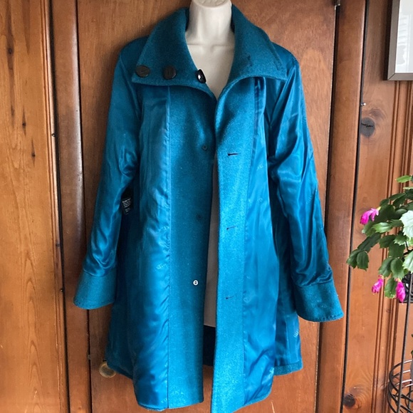 ELLEN TRACY teal/turquoise wool coat size 8 in excellent preowned condition - Picture 10 of 15